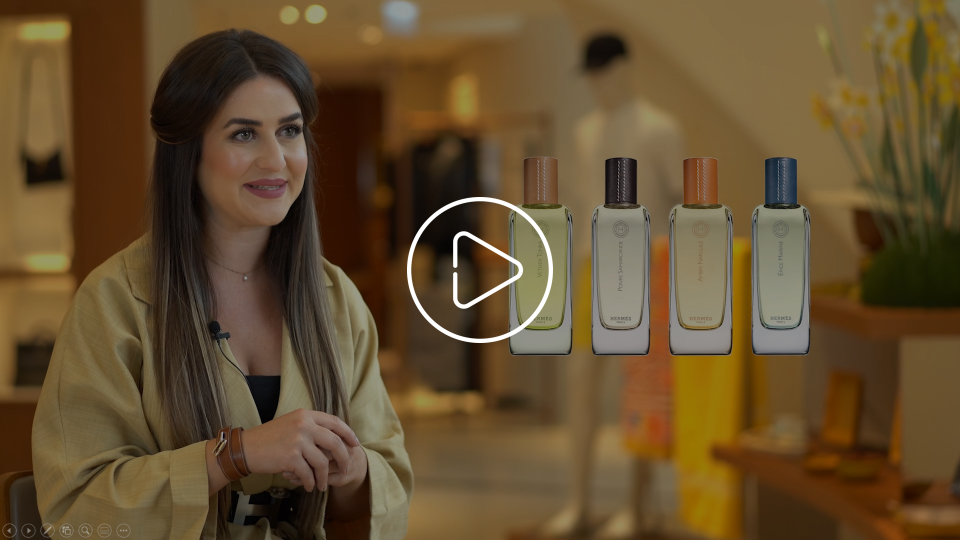 Interviewee talking to the camera within a luxury environment.