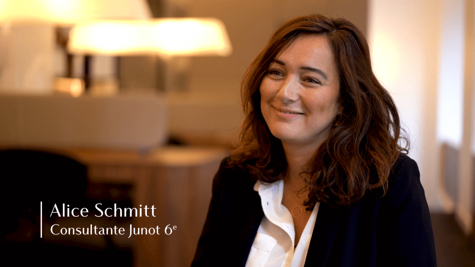 Happy woman talking to camera