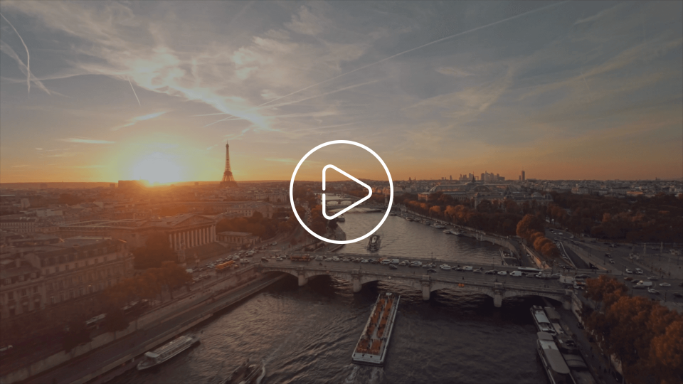 Aerial view of Paris at Sunset