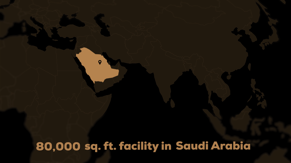 Map highlighting a factory in Saudi Arabia